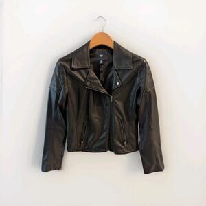 GAP Vegan-Leather Moto Jacket Women's Size 8 Black